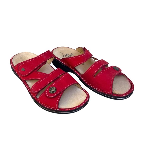 Finn Comfort Shoes - Finn Comfort Monza Red Ventura Soft Nubuck Leather Strap Sandals. Sz.37 or US 6